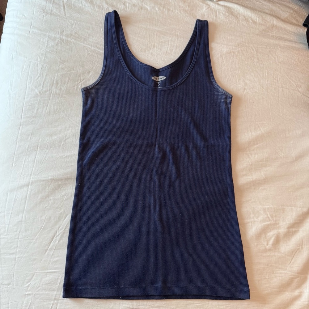 Old Navy Fitted Blue Sleeveless Tank Top